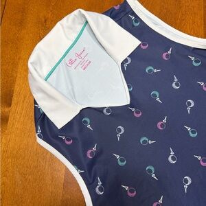 Lillie Green Women's Medium Navy Sleeveless Top with Golf Theme Pattern